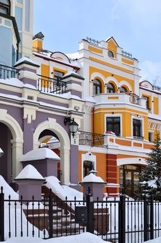 Multi-colored buildings in Kiev taken on Podol in march 2013