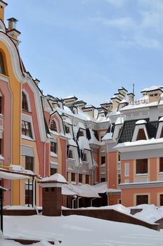 Multi-colored buildings in Kiev taken on Podol in march 2013