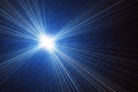 bright flash on a blue backgrounds. explosion star.