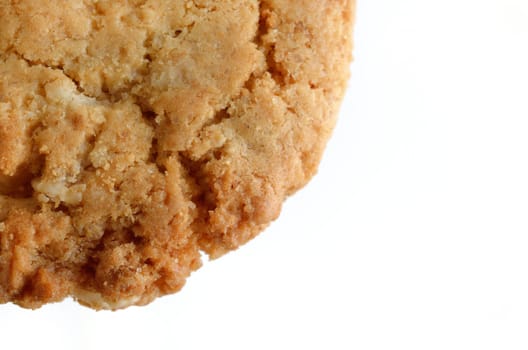 Oatmeal cookies on white background.