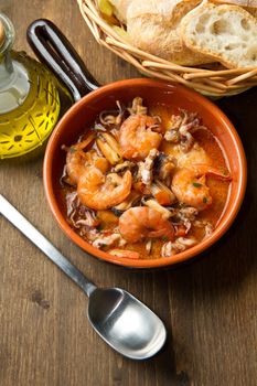 Bowl of fresh seafood soup