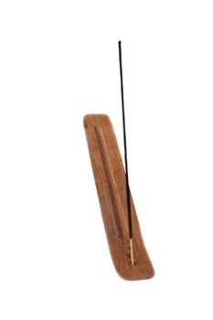 Wooden incense holder isolated on white