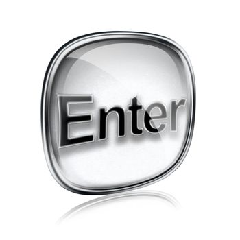 Enter icon grey glass, isolated on white background