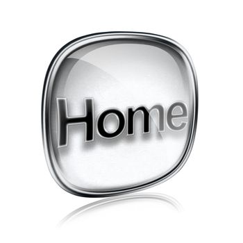 home icon grey glass, isolated on white background