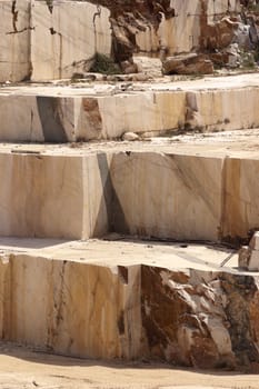 Steps in a marble quarry left after the extraction of the blocks, Alentejo, Portugal