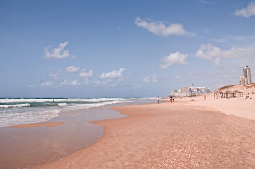 City beach.The border cities of Rishon Lezion and Bat Yam. Israel