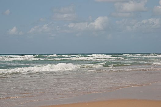 Sand of beach Mediterranean sea .