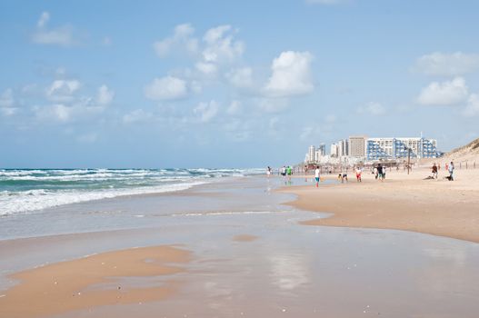 City beach.The border cities of Rishon Lezion and Bat Yam. Israel