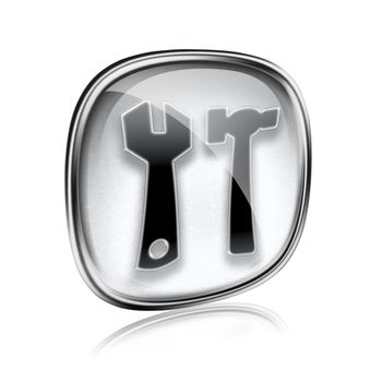 Tools icon grey glass, isolated on white background.