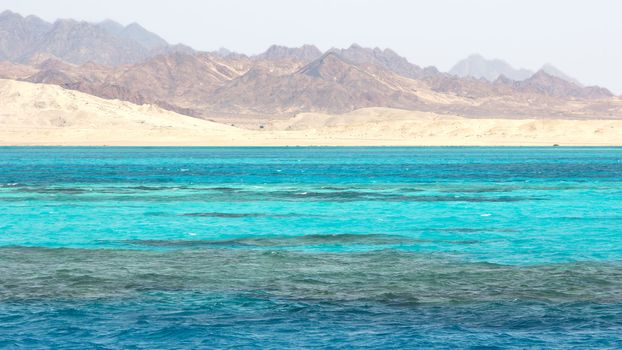 Landscape in Ras Mohammed National Park in the Red Sea with its coral reefs, Egypt.