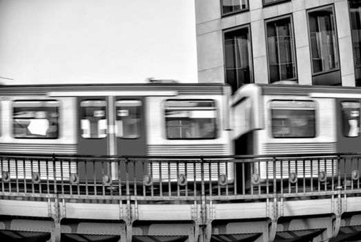 Subway with motion blur outdoor in Hamburg
