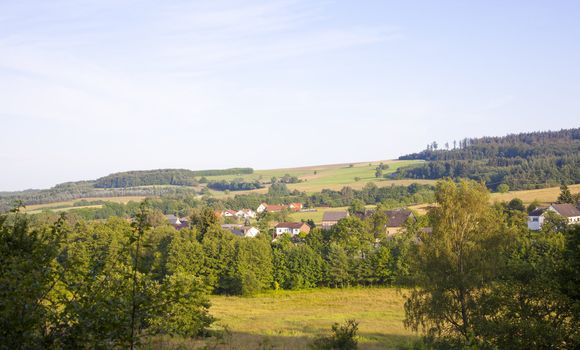 German green hills with little village Hambachtal