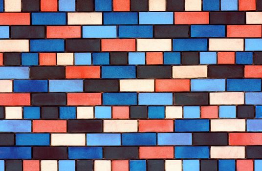 The facade view of colorful brick wall for design background