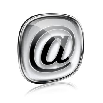 email icon grey glass, isolated on white background.