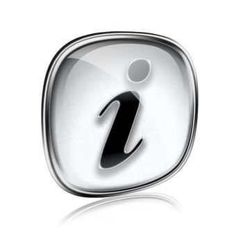 information icon grey glass, isolated on white background