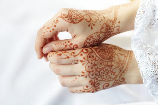 Picture mehandi on the hand of girl