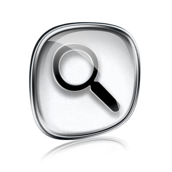 magnifier icon blue glass, isolated on white background.