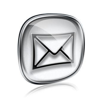 envelope icon grey glass, isolated on white background