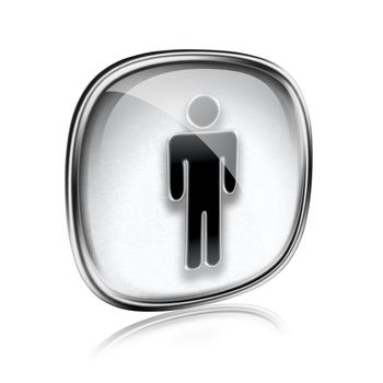 men icon grey glass, isolated on white background.