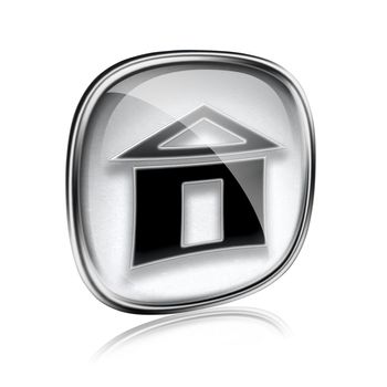 home icon grey glass, isolated on white background