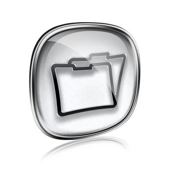 Folder icon grey glass, isolated on white background