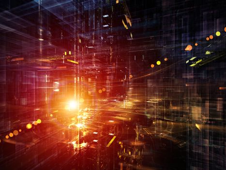 Digital Perspectives series. Abstract composition of light grids and fractal elements suitable as element in projects related to business, science, education and technology