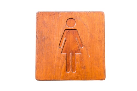 Brown hard wood polished toilet sign, taken outdoor on a sunny day