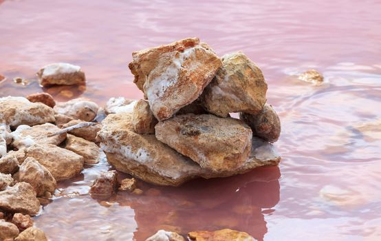 Stacked Stones in Rose Water Salt Lake