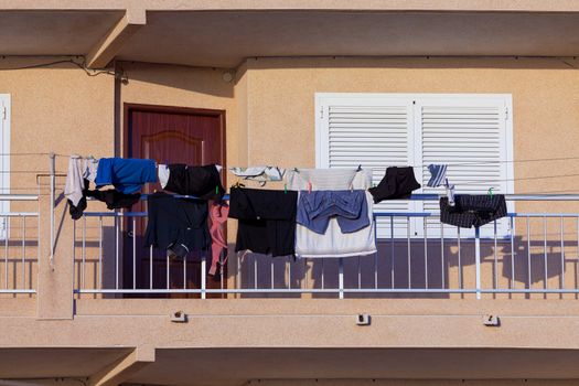 Laundry Drying in the Balcony, closeup