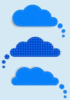 set of isolated clouds on a blue background