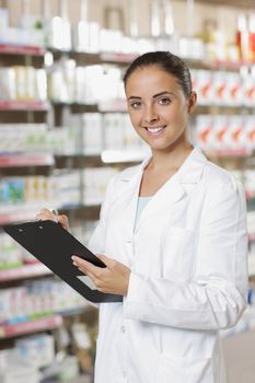 Environmental Portrait of a medical personnel, or doctor in pharmacy