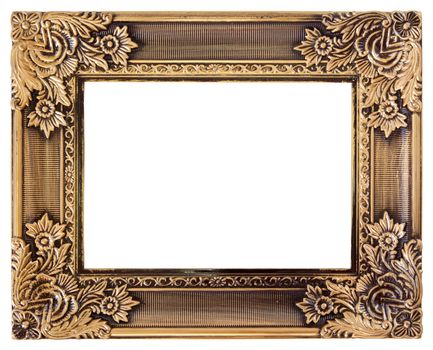 antique love gold frame isolated on white