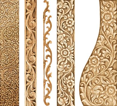 Pattern of flower carved on white background