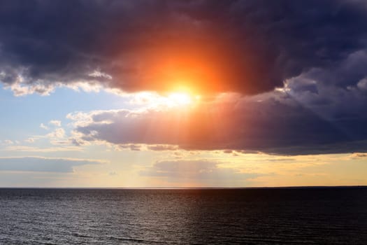 Beautiful Summer Landscape of the Calm Sea and Sunset