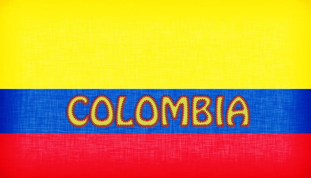 Flag of Colombia stitched with letters, isolated