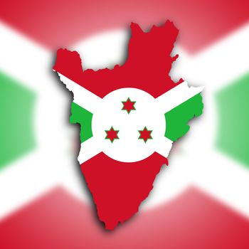 Map of Burundi, filled with the national flag