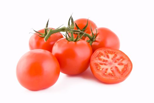 Bunch of red tomatoes isolated on white background, vegetables