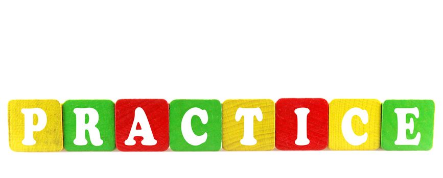 practice - isolated text in wooden building blocks