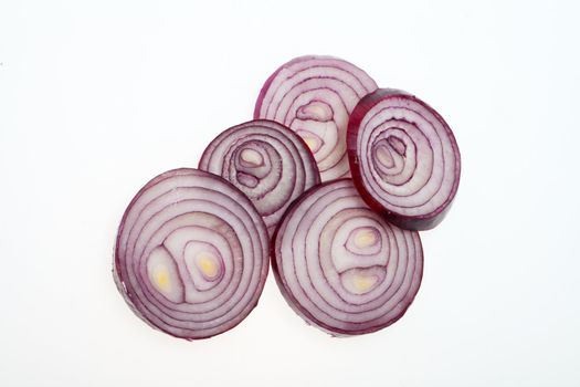 sliced onion isolated on white 