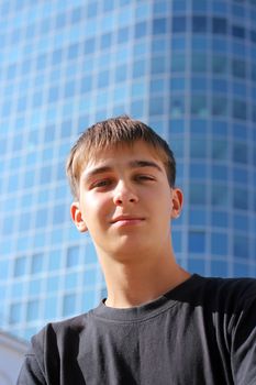 Teenager Portrait on the glass building background