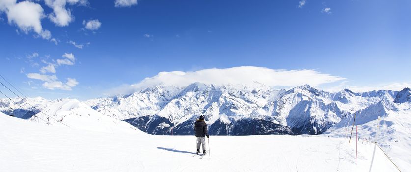 Winter ski panorama in the Alps