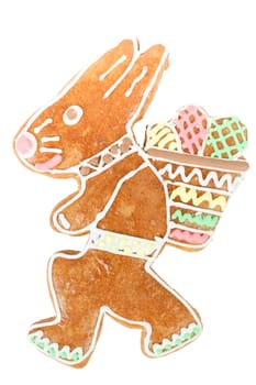 easter bunny gingerbread on white isolated