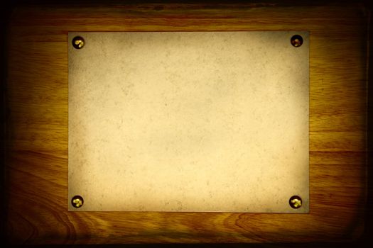 Vintage Notice Board on old wooden wall background