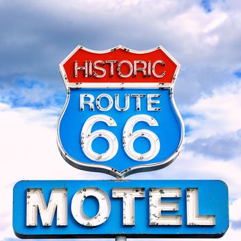 view of famous sign on Route 66, USA 