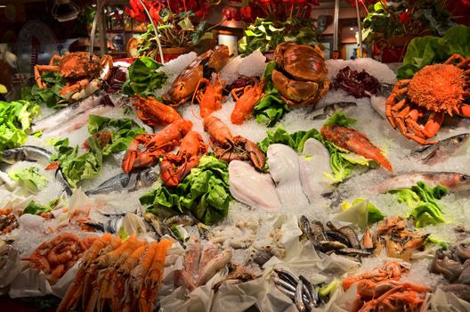 Fresh seafood photographed in fish market