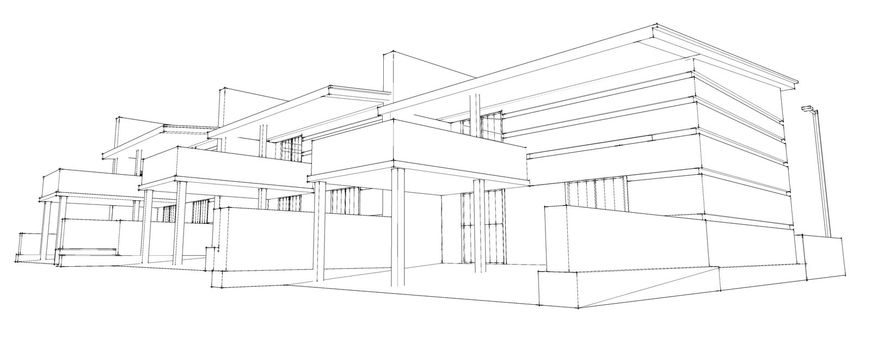 pencil sketch of residential development