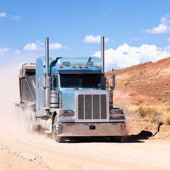 truck moving on a desert