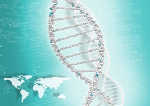 DNA helix against the colored background, scientific conceptual background