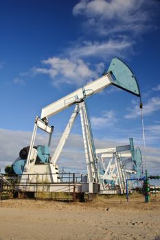 Pump jack. Extraction of oil in Western Siberia, Russia.