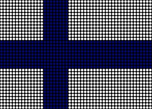 Illustration of a Finland flag made of dots